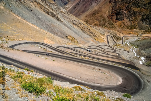 Switchbacks in chilean Andes photo