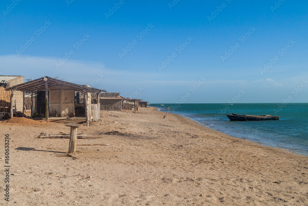 Seaside houses in village Cabo de la Vela located on La Guajira peninsula, Colombia