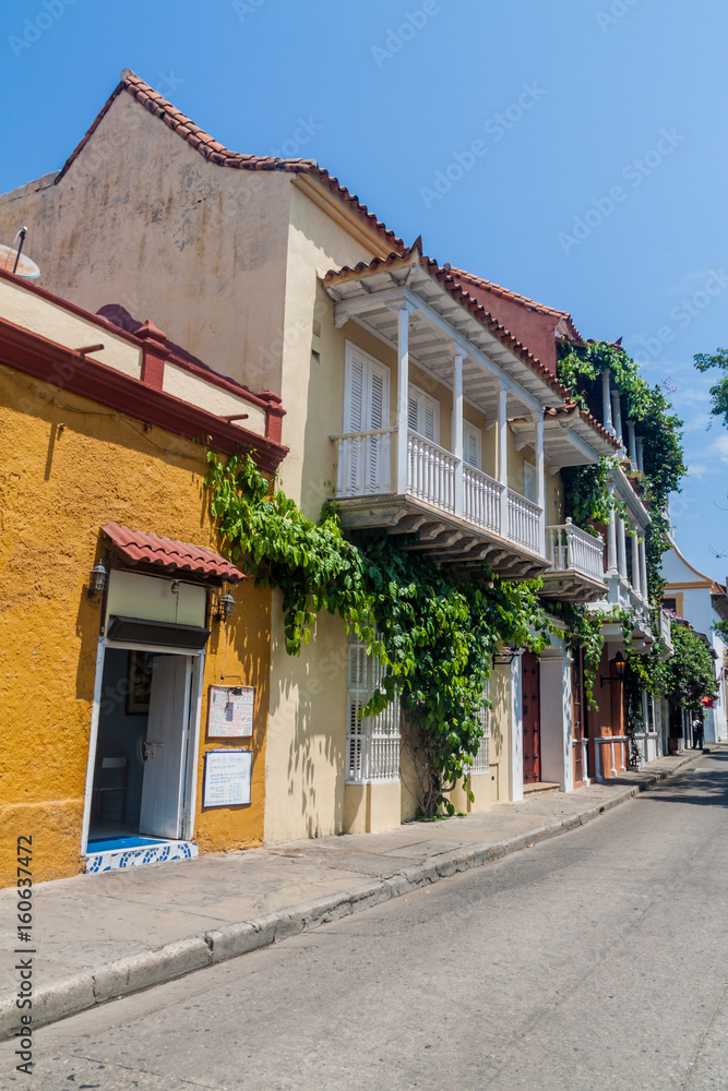 Old colonial houses in center of Cartagena, Colombia.