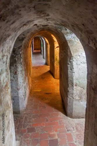Corridor in Castillo de San Felipe de Barajas castle in Cartagena de Indias, Colombia.