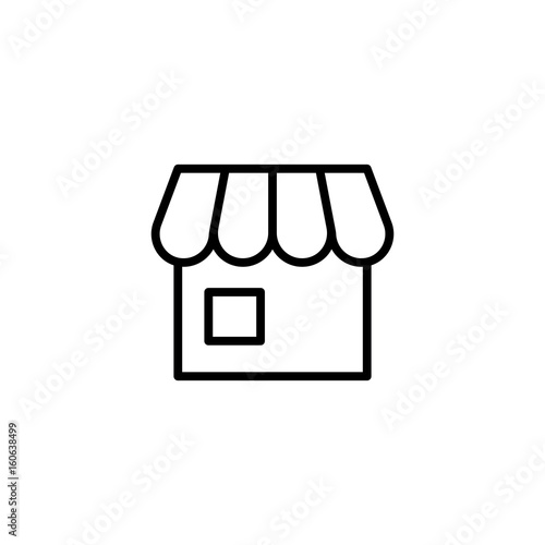 thin line store icon on white background
