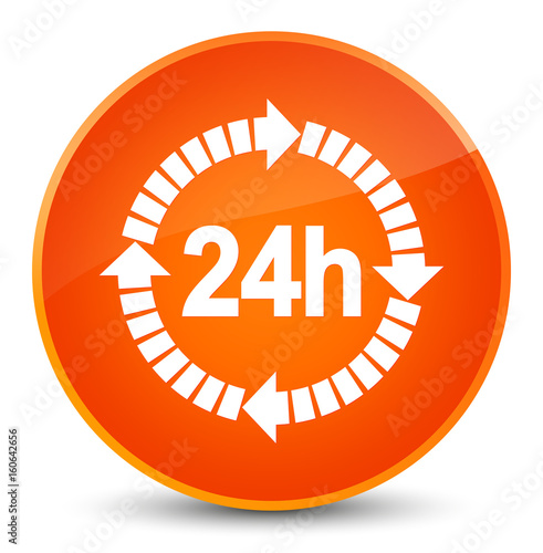 24 hours delivery icon elegant orange round button photo