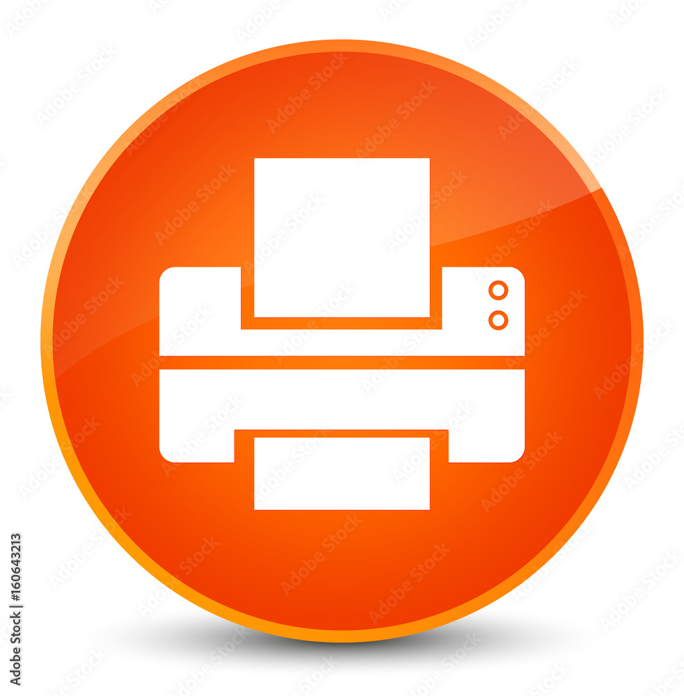 Printer icon elegant orange round button Printer icon elegant orange round button