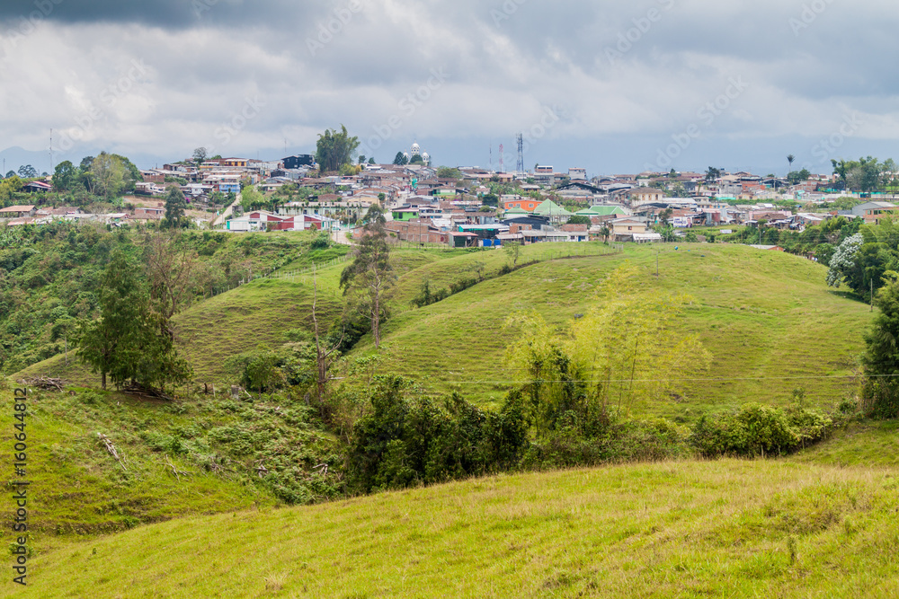 Filandia village in coffee growing region of Colombia