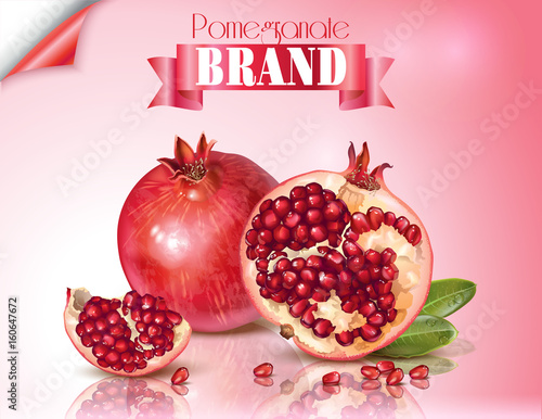 Pomegranate realistic illustration