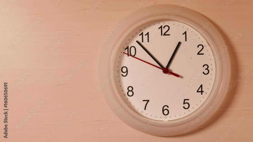 Nobody. Clock hanging on wall ticking showing one hour. Timelapse 4K ProRes HQ codec Nobody. Clock hanging on wall ticking showing one hour. Timelapse 4K ProRes HQ codec