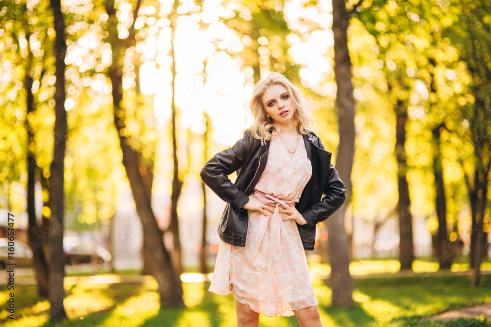 Portrait of young beautiful happy girl on background of the summer forest Portrait of young beautiful happy girl on background of the summer forest