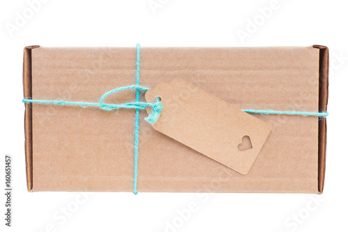 Cardboard gift box tied wit...