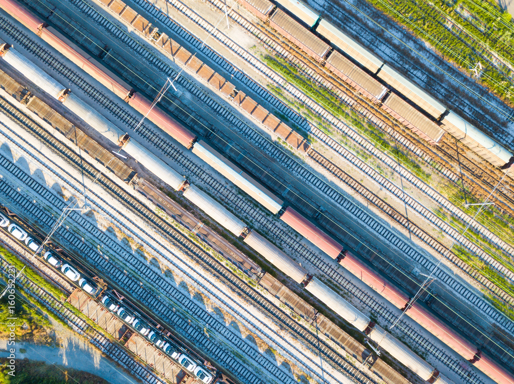 Trains aerial view