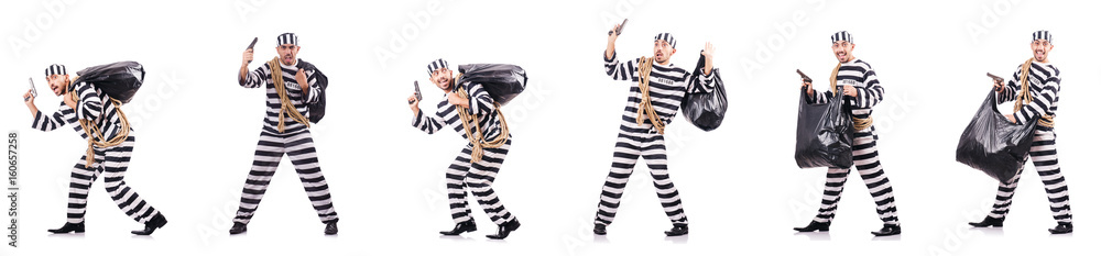 Convict criminal in striped uniform Convict criminal in striped uniform