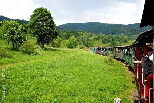Obraz na płótnie Narrow gauge railway Bieszczady forest track and attractions w salonie