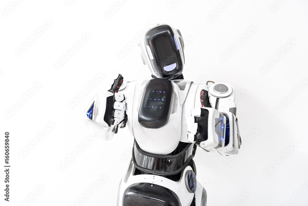 Affable robot making thumb up Affable robot making thumb up