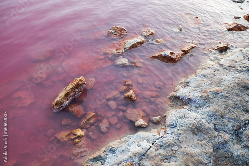 Some of the pitfalls with salt crust, being in pink water color. Las salinas, Torrevieja, Spain
