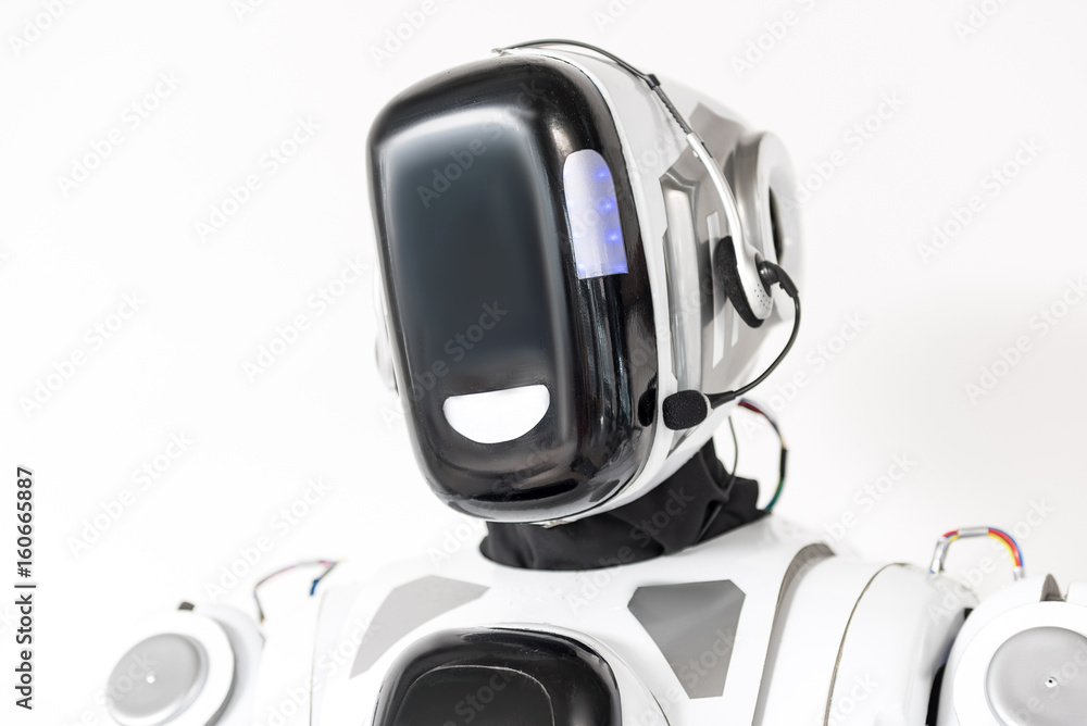 Big robot is wearing headset Big robot is wearing headset