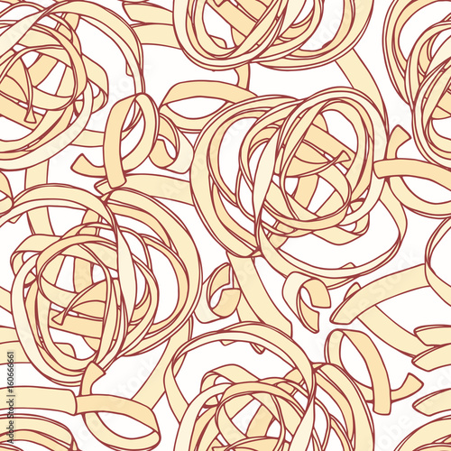 Hand drawn pasta fettuccine seamless pattern. Background for restaurant or food package design