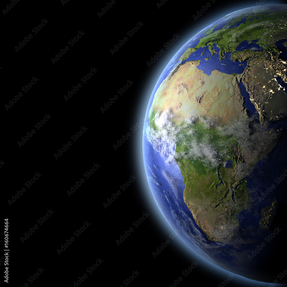 Fototapeta premium Africa from space in the evening light