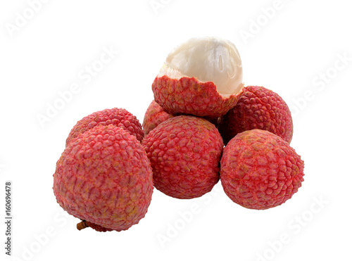 Lychees on a white background