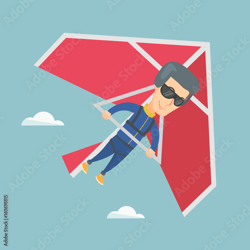 Man flying on hang-glider vector illustration.
