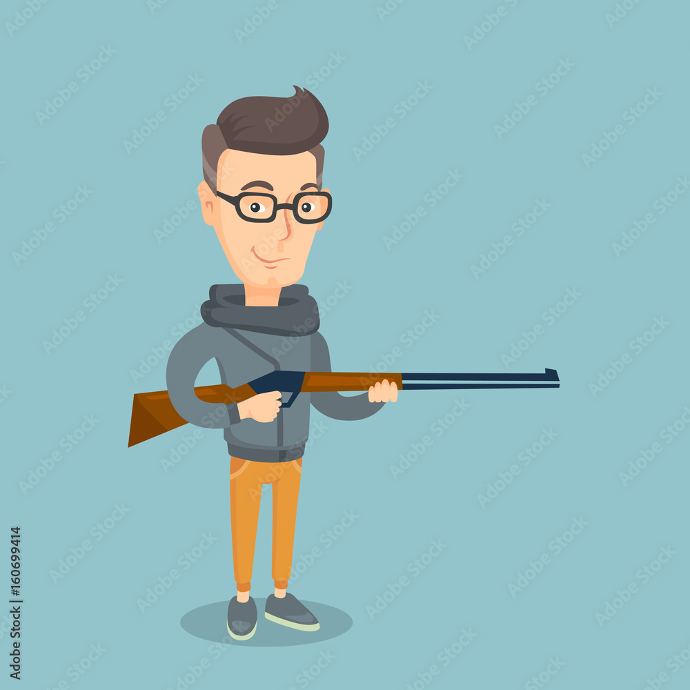 Adult hunter holding a hunting rifle. Adult hunter holding a hunting rifle.