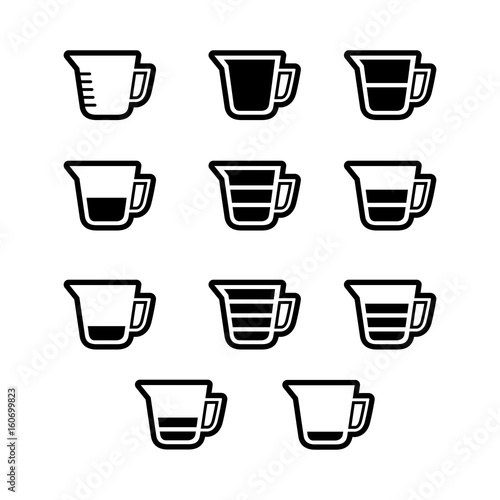 Measuring cup icon set