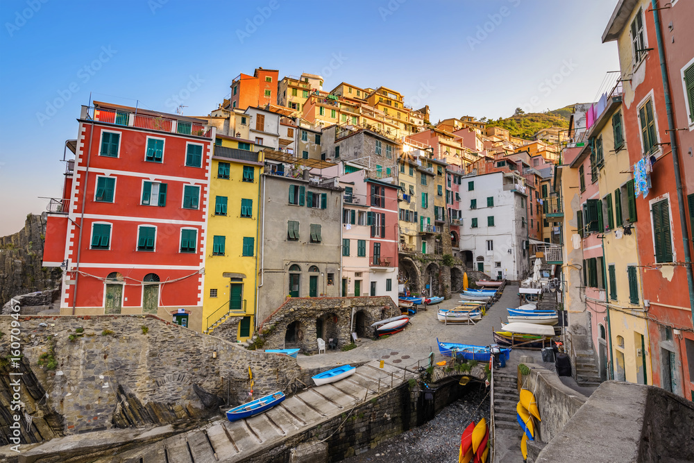 Italy Riviera at Colorful Riomaggiore village, Cinque Terre, Italy