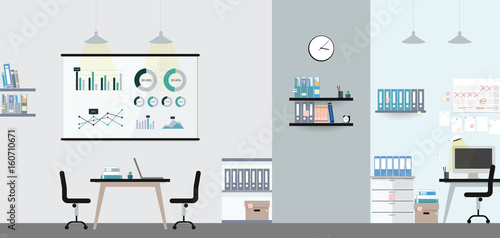 Office interior illustration vector