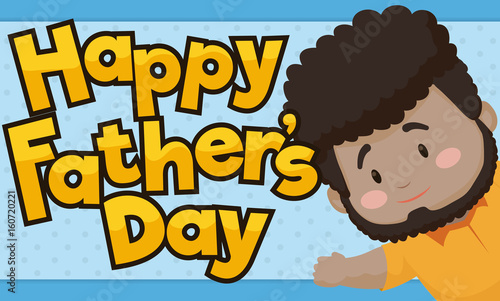 Cute Brunette Dad Celebrating Father's Day, Vector Illustration