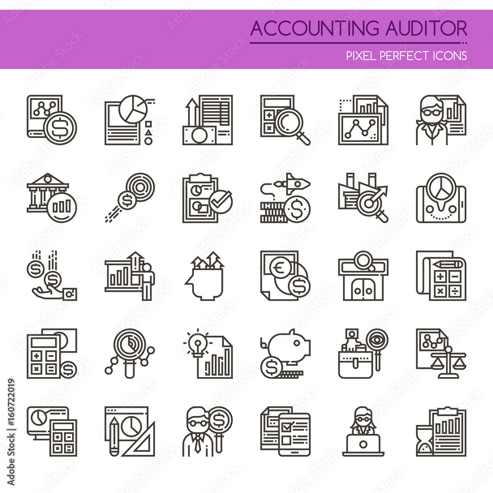 Accounting Auditor Elements , Thin Line and Pixel Perfect Icons.