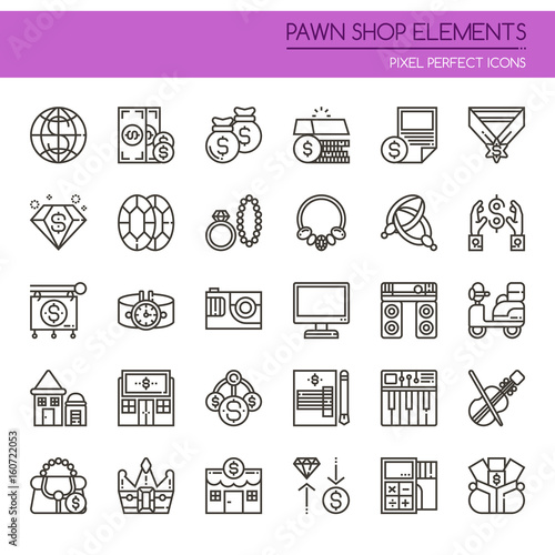 Pawn Shop Elements , Thin Line and Pixel Perfect Icons