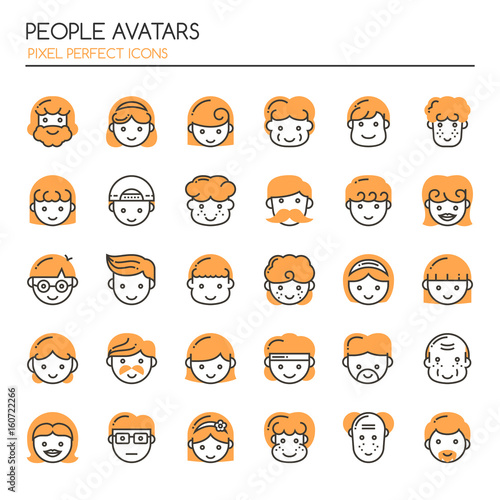 People Avatars , Thin Line and Pixel Perfect Icons.