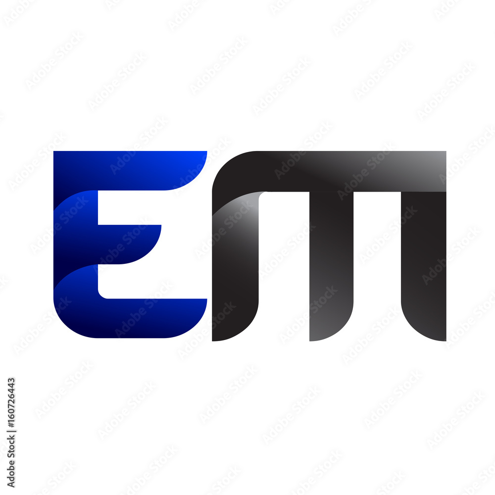 Modern Simple Initial Logo Vector Blue Grey EM Modern Simple Initial Logo Vector Blue Grey EM