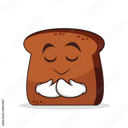 Prying face bread cartoon character