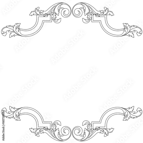 Vintage border frame engraving with retro ornament pattern in antique baroque style decorative design. Vector