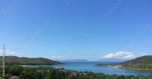 Wallpaper Mural Beautiful scenery of lake clamped between gently sloping hills and clean sky view with little clouds in Scotland. Torontodigital.ca