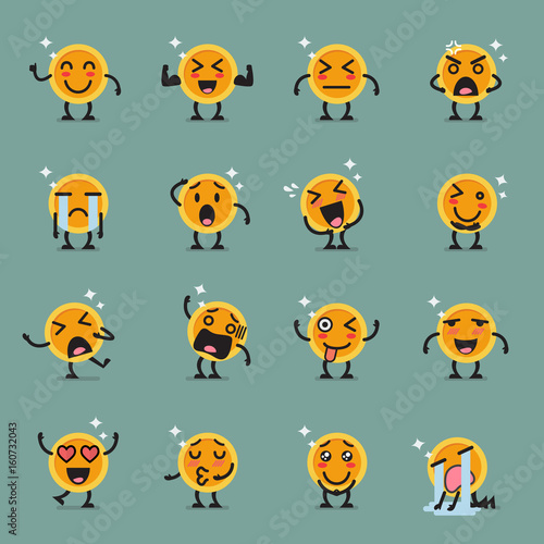 Coin character emoji set
