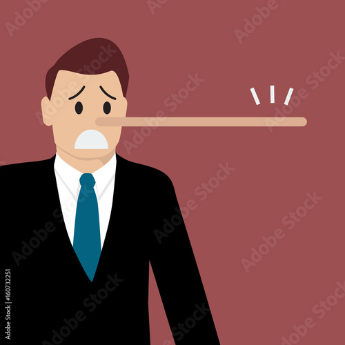 Lying man with long nose