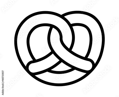 Soft pretzel twisted knot bread line art vector icon for apps and websites