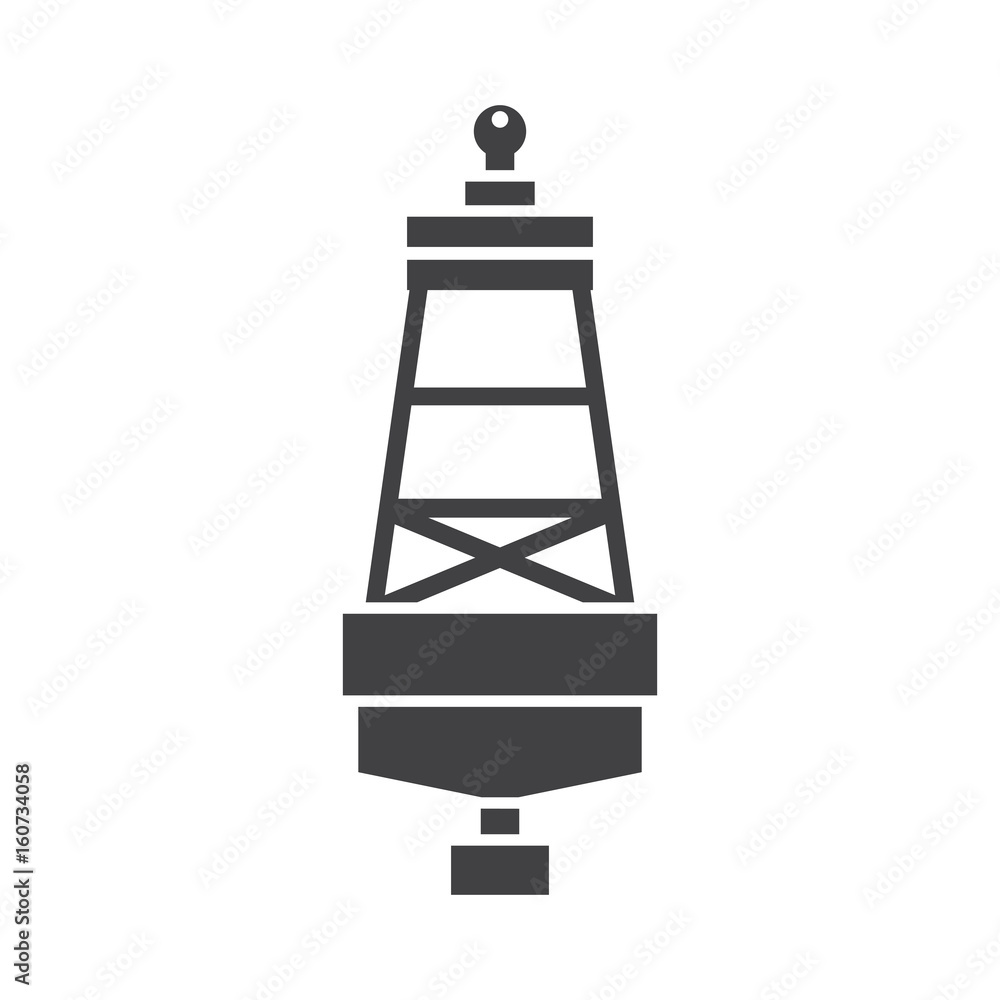 Maritime lateral mark silhouette vector illustration. Floating sea buoy icon. Maritine navigation marker logo or label template.