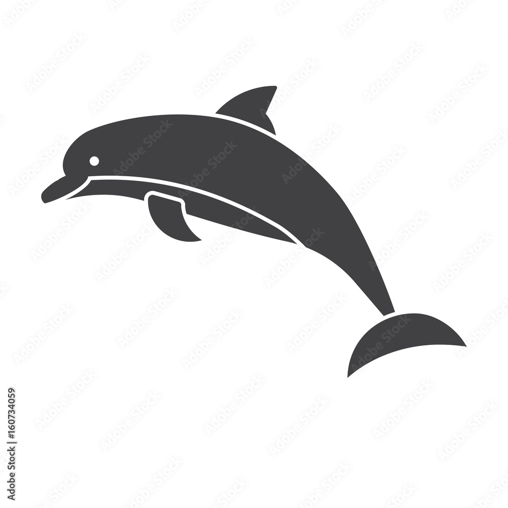 Obraz premium Jumping dolphin vector icon in outline design.