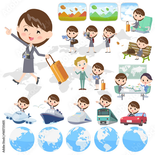 Gray suit business woman travel