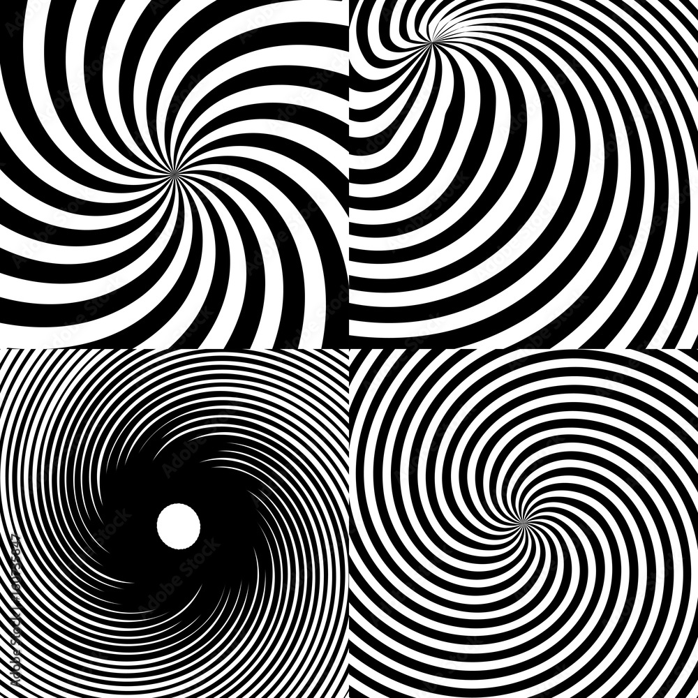 Abstract texture. Black and white spiral. Set. For your design.