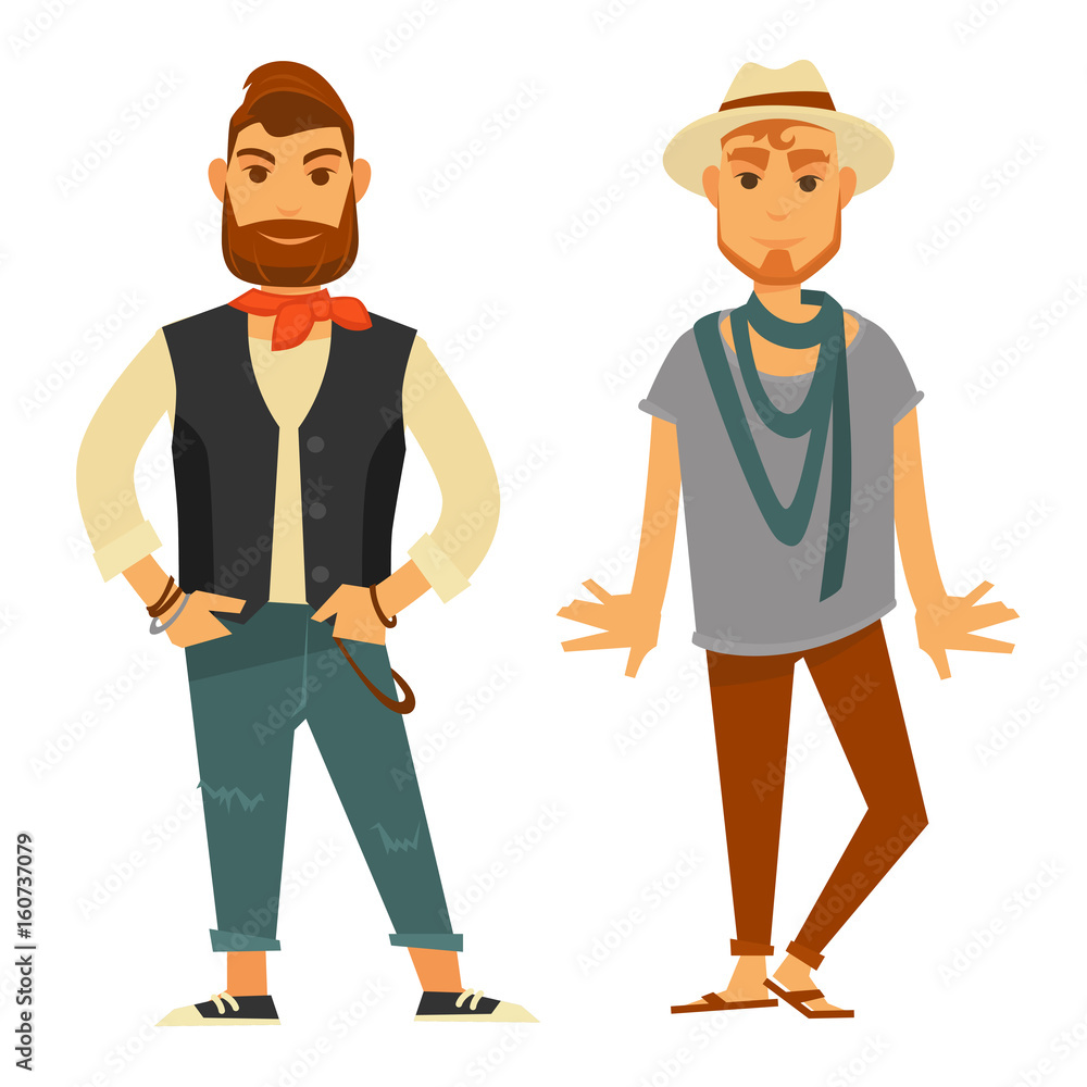 Modern stylish men in fashionable clothes isolated illustrations Modern stylish men in fashionable clothes isolated illustrations