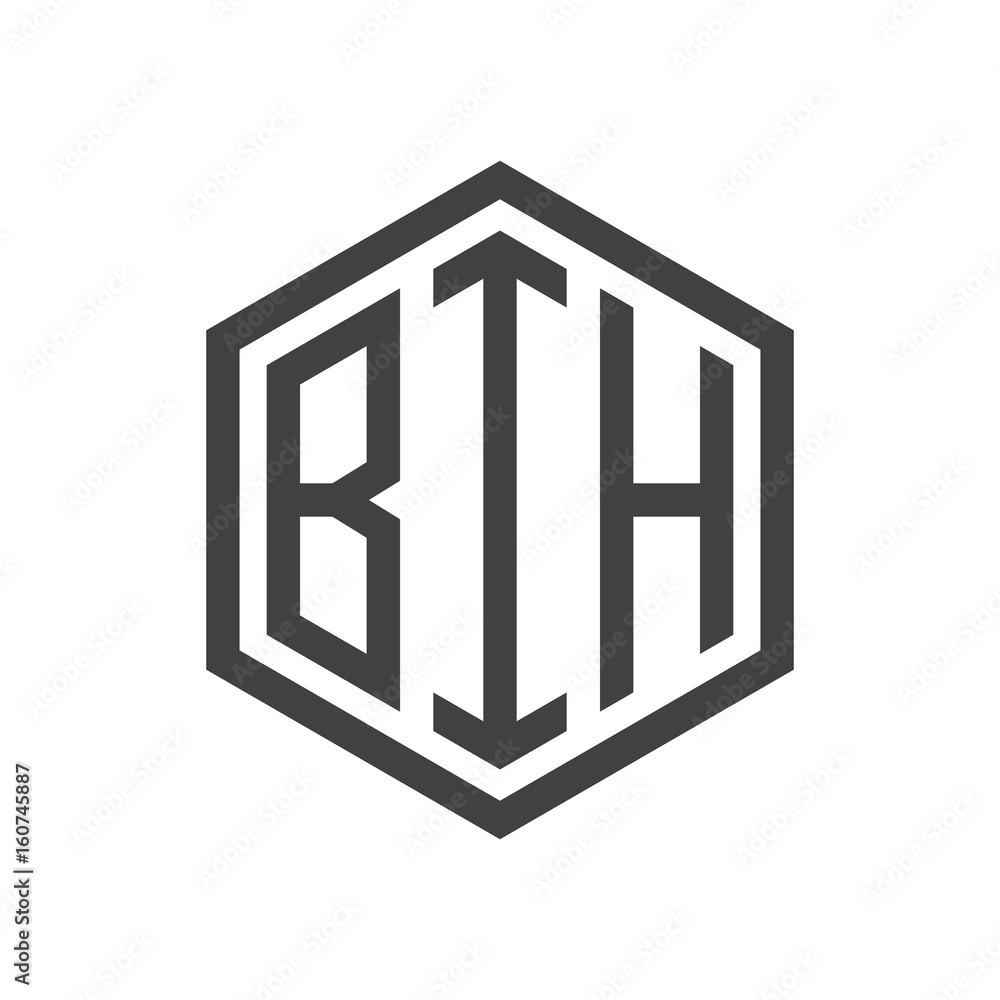 three-letter initials hexagon logo black