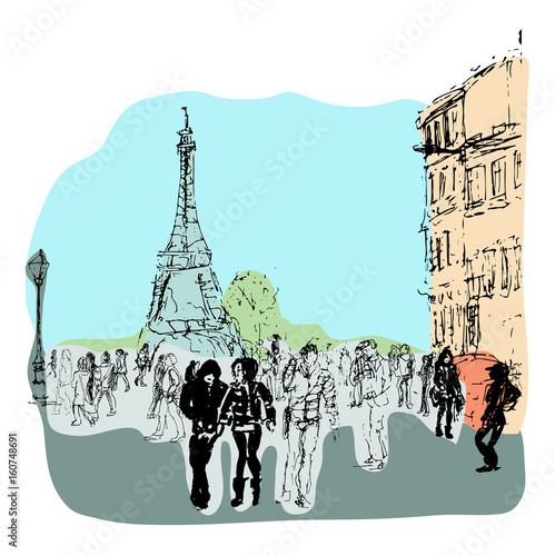 Vector Streets Of Paris. Hand Drawn Illustration. Sketches.