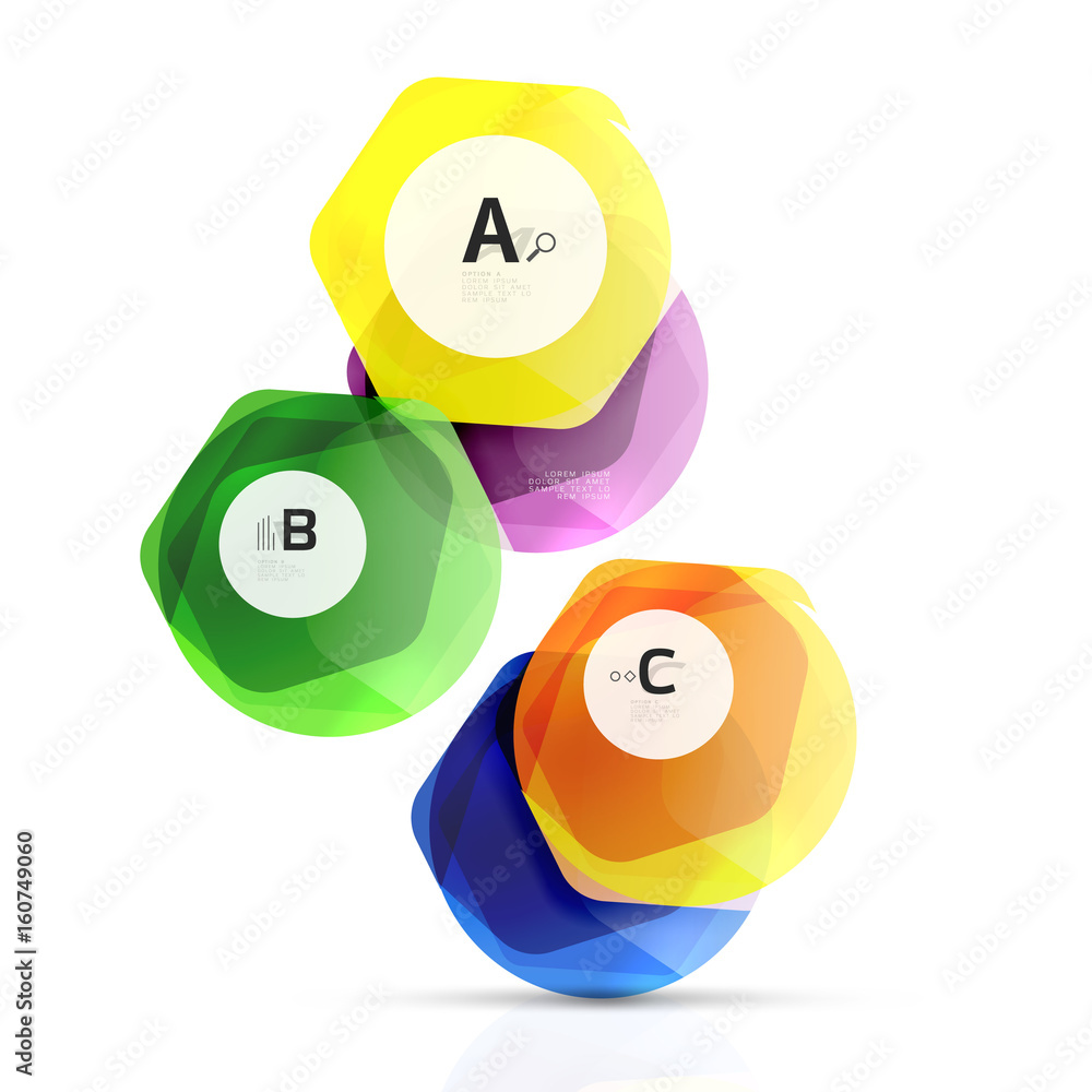 Shiny hexagons with infographics options Shiny hexagons with infographics options