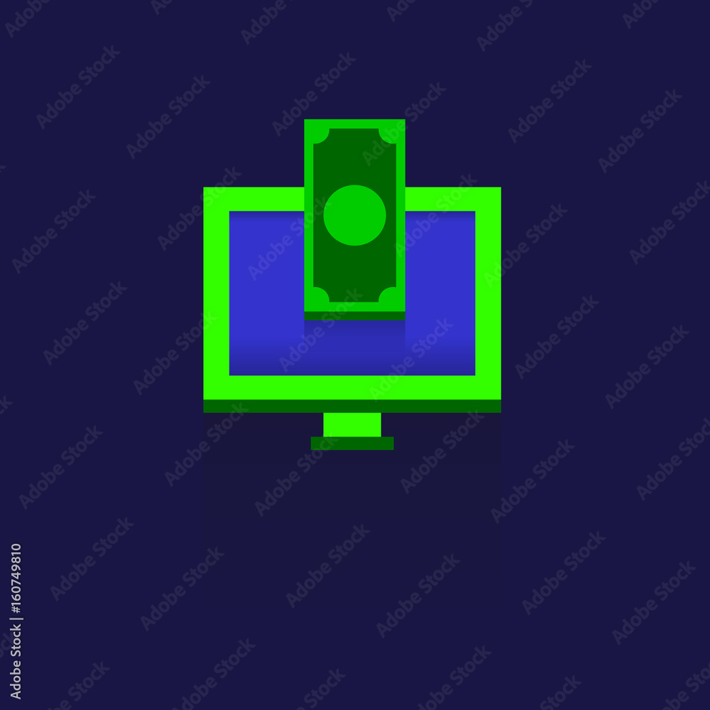 computer transfer money online banking website icon, vector illustration.  Flat design style on blue background. colorful. logo. Symbol Stock Vector |  Adobe Stock