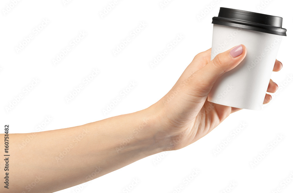 hand holding a Coffee paper cup isolated on white background Stock ...