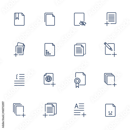 Set document icons, paper icons