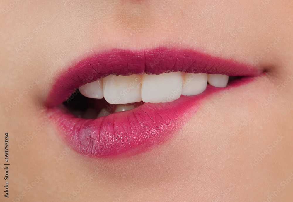 Fototapeta premium red lips, close-up portrait
