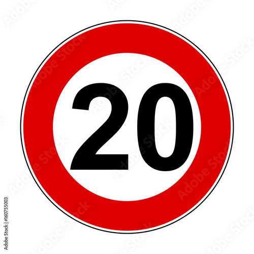 Speed limit signs of 20 km - stock vector